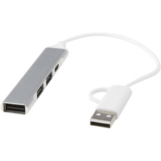 Alkaid 4-portars USB-A- och Typ-C-hubb med dubbla ingångar av återvunnen aluminium
