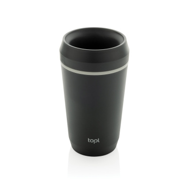 Topl To Go-mugg av återvunnen plast med patenterat 360°-lock, 354 ml, grå – detaljvy 3