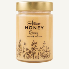 Krämig blomhonung 430 g med logotyp — estnisk hantverksgåva