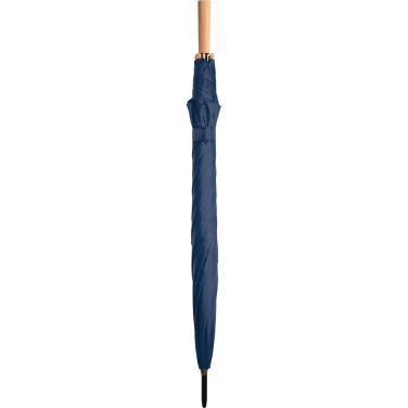 FARE ÖkoBrella automatiskt golfparaply med duk av återvunnen PET och trähandtag med logotyp, marinblå (waterSAVE®) – detaljvy 7