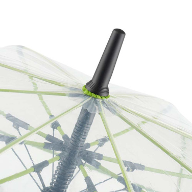 FARE® Pure transparent automatiskt golfparaply med logotyp, transparent-lime – detaljvy 3