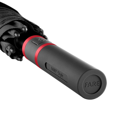 FARE® Style automatiskt golfparaply med färgade detaljer med logotyp, svart-röd – detaljvy 6