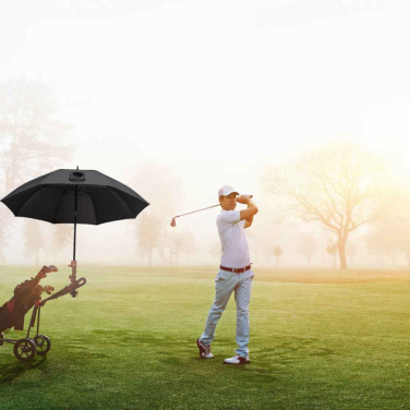 FARE® Doubleface XL Vent tvåfärgat ventilerat golfparaply med logotyp, svart (waterSAVE®) / svart – detaljvy 3