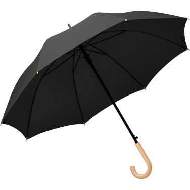FARE ÖkoBrella automatiskt golfparaply med duk av återvunnen PET 122 cm med logotyp, svart (waterSAVE®) – detaljvy 2