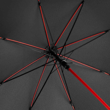 FARE® Colorline automatiskt paraply med färgade spröt och skaft med logotyp, svart-röd – färgprov