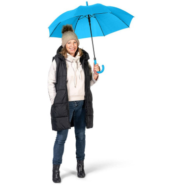 FARE® Fashion AC enfärgat automatiskt paraply med logotyp, cyan – detaljvy 3