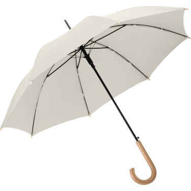 FARE ÖkoBrella prisvärt automatiskt paraply med duk av återvunnen PET med logotyp, naturvit (waterSAVE®) – detaljvy 2