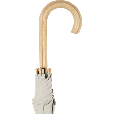 FARE ÖkoBrella prisvärt automatiskt paraply med duk av återvunnen PET med logotyp, naturvit (waterSAVE®) – detaljvy 7