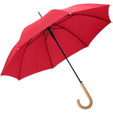 FARE ÖkoBrella prisvärt automatiskt paraply med duk av återvunnen PET med logotyp, röd (waterSAVE®) – detaljvy 2
