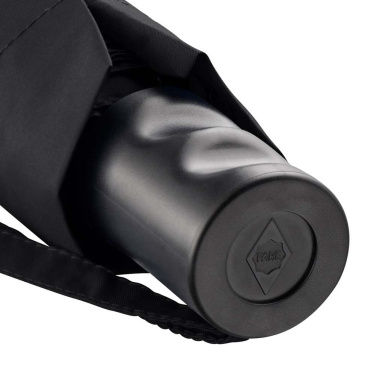 FARE ÖkoBrella fickparaply med duk av återvunnen PET och rABS-handtag med logotyp, svart (waterSAVE®) – detaljvy 3