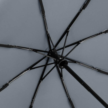 FARE ÖkoBrella AOC fickparaply med duk av återvunnen PET och bambuhandtag med logotyp, grå (waterSAVE®) – detaljvy 7