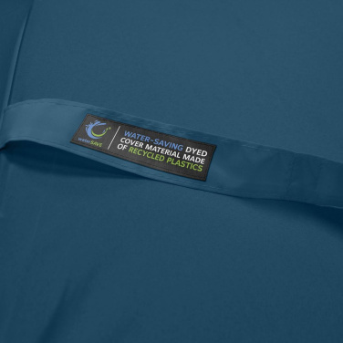FARE ÖkoBrella AOC fickparaply med duk av återvunnen PET och bambuhandtag med logotyp, marinblå (waterSAVE®) – detaljvy 8