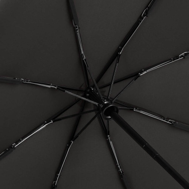 FARE ÖkoBrella AOC fickparaply med duk av återvunnen PET och bambuhandtag med logotyp, svart (waterSAVE®) – detaljvy 7