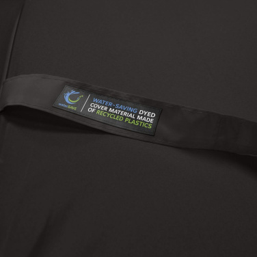 FARE ÖkoBrella AOC fickparaply med duk av återvunnen PET och bambuhandtag med logotyp, svart (waterSAVE®) – detaljvy 8