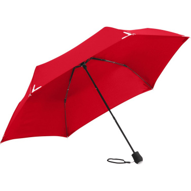 FARE Safebrella® fickparaply med LED-ljus och reflexer med logotyp, röd – detaljvy 8