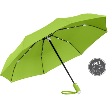 FARE® Whiteline automatiskt fickparaply med vita detaljer med logotyp, lime – produktbild