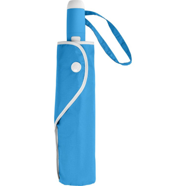 FARE® Whiteline automatiskt fickparaply med vita detaljer med logotyp, cyan – detaljvy 4