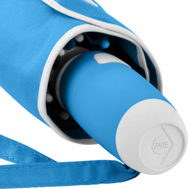 FARE® Whiteline automatiskt fickparaply med vita detaljer med logotyp, cyan – detaljvy 6