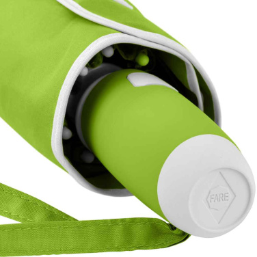 FARE® Whiteline automatiskt fickparaply med vita detaljer med logotyp, lime – detaljvy 6