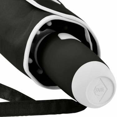FARE® Whiteline automatiskt fickparaply med vita detaljer med logotyp, svart – detaljvy 6