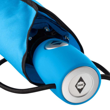 FARE® AOC automatiskt minifickparaply med logotyp (30 färger), cyan – detaljvy 8