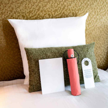 FARE® AOC automatiskt minifickparaply med logotyp (30 färger), korall – detaljvy 3