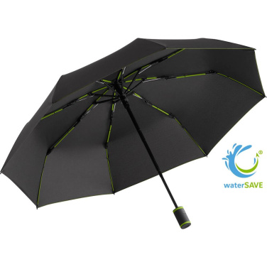 FARE® AOC Mini Style automatiskt fickparaply med färgade detaljer med logotyp, svart-lime – produktbild
