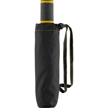 FARE® AOC Mini Style automatiskt fickparaply med färgade detaljer med logotyp, svart-gul – detaljvy 5