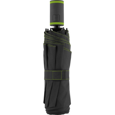 FARE® AOC Mini Style automatiskt fickparaply med färgade detaljer med logotyp, svart-lime – detaljvy 4
