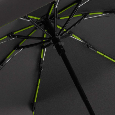 FARE® AOC Mini Style automatiskt fickparaply med färgade detaljer med logotyp, svart-lime – detaljvy 10