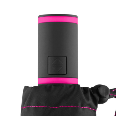FARE® AOC Mini Style automatiskt fickparaply med färgade detaljer med logotyp, svart-magenta – detaljvy 6