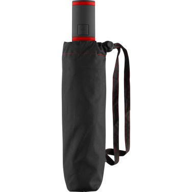 FARE® AOC Mini Style automatiskt fickparaply med färgade detaljer med logotyp, svart-röd – detaljvy 5