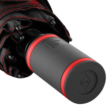 FARE® AOC Mini Style automatiskt fickparaply med färgade detaljer med logotyp, svart-röd – detaljvy 8