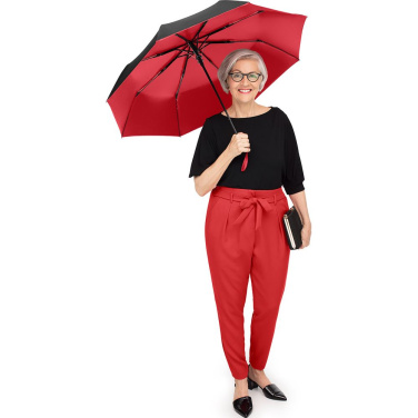 FARE® Doubleface tvåfärgat fickparaply med logotyp, svart / röd – detaljvy 2