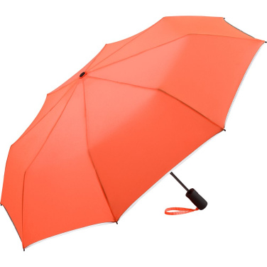 FARE® AC Plus fickparaply med reflexkant med logotyp, neonorange – produktbild