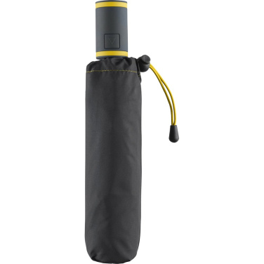 FARE® AC Mini Style automatiskt fickparaply med färgade detaljer med logotyp, svart-gul – detaljvy 6