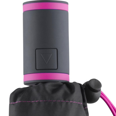 FARE® AC Mini Style automatiskt fickparaply med färgade detaljer med logotyp, svart-magenta – detaljvy 6