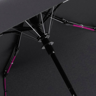 FARE® AC Mini Style automatiskt fickparaply med färgade detaljer med logotyp, svart-magenta – detaljvy 9