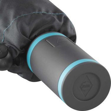 FARE® AC Mini Style automatiskt fickparaply med färgade detaljer med logotyp, svart-petrol – detaljvy 6