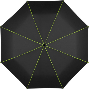 FARE® Seam stort automatiskt fickparaply med färgade sömmar med logotyp, svart-lime – detaljvy 6