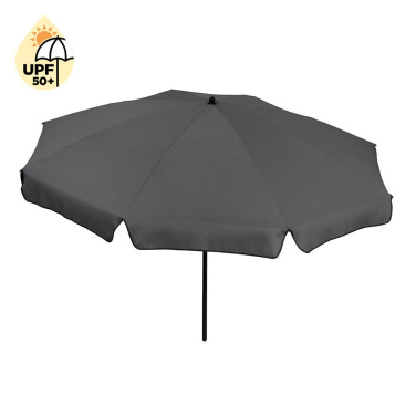 FARE® Parasol M med kappa parasoll, Ø 180 cm med logotyp, grå – produktbild
