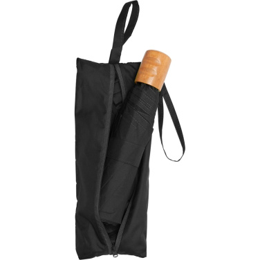 FARE® ÖkoBrella Shopping fickparaply med fodral som blir shoppingväska med logotyp, svart (waterSAVE®) – detaljvy 4