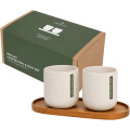 Originalhome Set med oval träbricka och keramikmuggar 150 ml, Trä