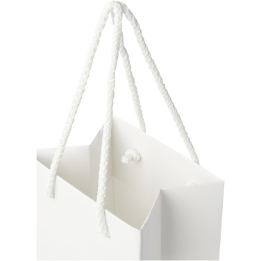 Handgjord 170 g/m2 vinflaskpåse av integra-papper med plasthandtag – 12 x 9 x 37 cm, produktbild