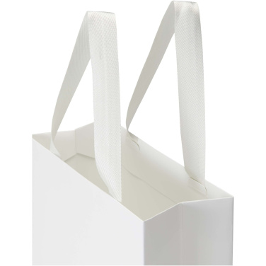 Smartfold 210 g/m² papperspåse med satinhandtag och glansig laminering – 24 x 10 x 24 cm, produktbild