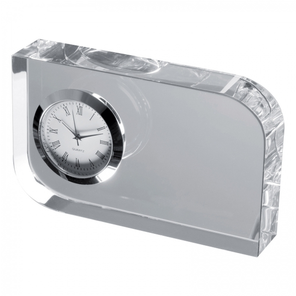 Glasblock med klocka GERALD, transparent, produktbild