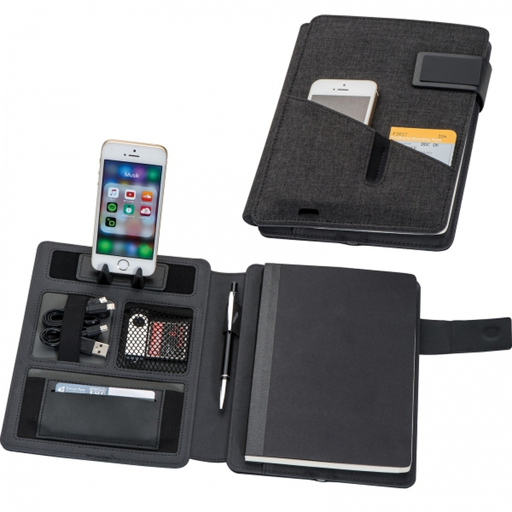 A5-mapp med linjerad anteckningsbok och 4000 mAh powerbank FABIOLA, produktbild