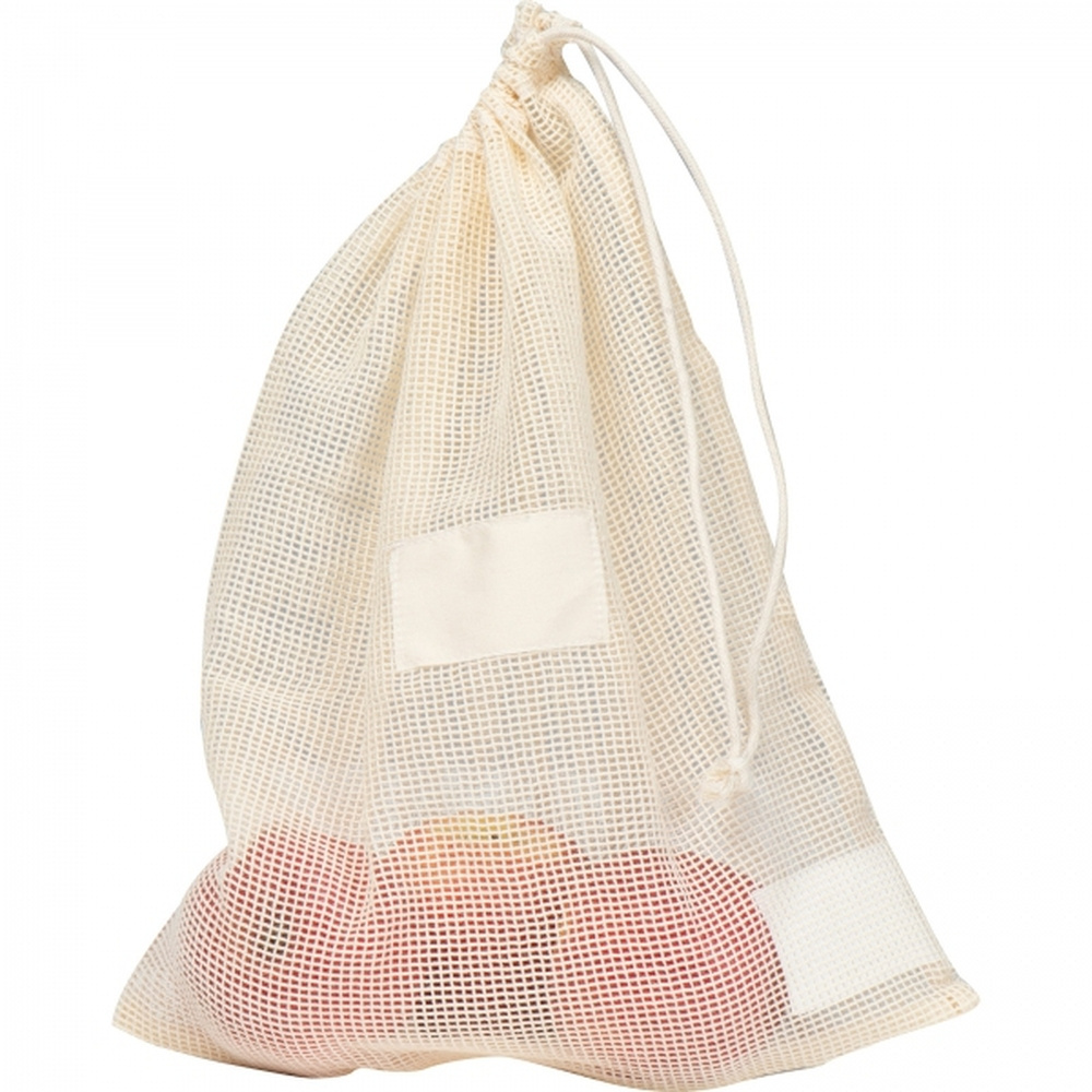 Påse för grönsaker och frukt KARL, beige, produktbild