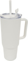 XXL-mugg med sugrör 1200 ml TEODORA, vit