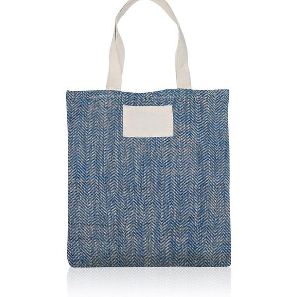 Jutepåse med handtag i 100 % bomull / ZigJute, Kunglig blå, produktbild